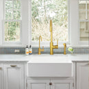 One-Handle Brushed Gold Widespread Kitchen Faucet with Side Sprayer-AK96966-BTG