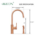 One-Handle Copper Widespread Kitchen Faucet with Side Sprayer