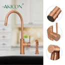 One-Handle Copper Widespread Kitchen Faucet with Side Sprayer