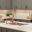 One-Handle Copper Widespread Kitchen Faucet with Side Sprayer