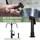 One-Handle Matte Black Widespread Kitchen Faucet with Side Sprayer-AK96966-MB