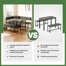 Corner Dining Table Set Space Saving Graphite Grey 4To6
