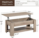 Lift Top Coffee Table With Hidden Compartment Grey