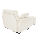 Modern Ergonomic Single Seater Sofa with Ottoman, High-Resilience Support, White Chenille