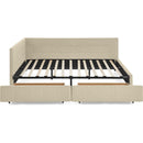 Queen Size Storage Upholstered Tufted Bed Frame, Sofa Bed Frame with Comfortable Backrest and Armrests, Queen Size Bed for Bedroom, Living Room,Velvet, BEIGE(85.5''*64.5''*29.5'')