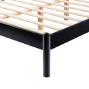 Full size Wood Bed Frame with Fluffy Soft Headboard,Grey+Black Frame