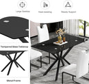 BlackGlassDiningSetForFourTuftedChairsWithNonSlipFeet