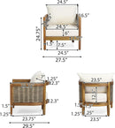 Burchett Outdoor 4 Piece Chat Set Acacia Wood And Wicker Teak Brown Beige
