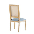 French Country Dining Chairs Set of 4 - Elegant Cane Backrest & Upholstered Seats - Rustic Weathered Finish - Solid Rubberwood Frame