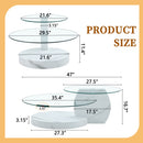 Modern White Marble Pattern Coffee Table - Versatile Design, Tempered Glass, MDF, Oval Countertop