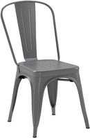 Dark Grey Metal Dining Chairs Set Of Four Durable X Bar Design