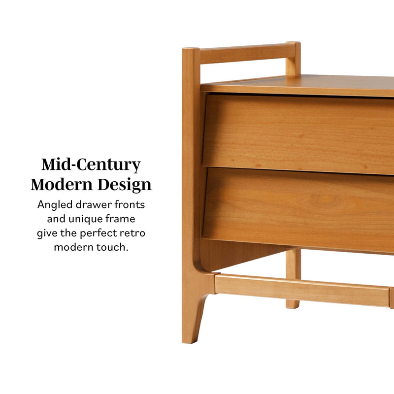Oswald Mid-Century Modern 2-Drawer Wood Nightstand