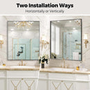 24X32 Inch Black Aluminum Frame Wall Mirror For Bathroom Vanity Horizontal Or Vertical Mount