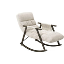 Casual folding rocking chair upholstered, lounge rocking chair adjustable high back and foot rest,side pockets placed in living room bedroom balcony