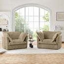 Set of 2 Slipcovered Armchairs,Deep Seat Accent Chair Set for Living Room, Reading Room, Bedroom and Working Spaces,Armchair Sets with Large Soft Pillows,Camel Corduroy Fabric