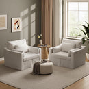 Beige Chenille Slipcovered 42 Inches Wide Armchair