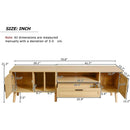 Rattan TV Stand with 2 Cabinets & 2 Open Shelves, Rattan-inspired Media Console Table for TVs up to 80", Entertainment Center with Solid Wood Legs, TV cabinet for Living room, Bedroom, Home Theatre
