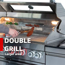 Castelle Flame Amalfi 97-Inch 4-Burner 72K BTU LP Outdoor Kitchen Grill Island With Wine Cooler, Rotisserie, Cabinets, And Granite Countertops (SAK70319)