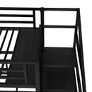 Twin over Twin & Twin Bunk Beds for 3, Twin XL over Twin & Twin Bunk Bed Metal Triple Bunk Bed with Desk & Shelves, Space Saving/Noise Reduction, Black