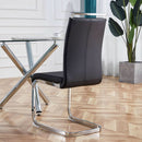 6 Piece Black PU Leather Dining Chairs With Metal Legs