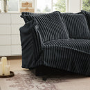 Slip-covered Armchair with 1 Big Back Cushion and 2 Big Toss Pillows, Single Deep Seat Comfy Single Couch Sofa Multiple Large Soft Pillows, Grey  Corduroy Fabric