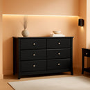 Crescent 6 Drawer Double Dresser Black GREENGUARD Gold