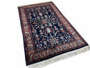 4x6 Vintage Handmade Wool Geometric Rug Organic Dyes Blue Red Hand-Knotted Rug