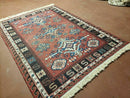 4' X 6' Vintage Russian Kilim Handmade Caucasian Soumak Flat Weave Wool Rug