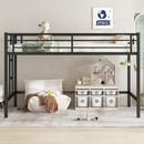 Twin Size Metal Loft Bed, Loft Bed with Easy Climbing Ladder and Guardrails for Kids, Black