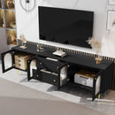U-Can 78.7'' Modern TV Stand, TV Cabinet with Five Metal Legs and Metal Handles, 2 Drawers and 2 Cabinets with Fluted Glass Doors For Living room, Up to 80'' (Old SKU: SJ000122AAB)