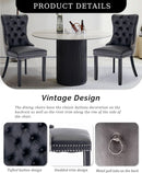 Leather Dining Chairs Set of 2 Black Nailhead Trim