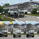 Metal Carport 13 × 26.5 ft Heavy Duty with Galvanized Steel Roof, Metal Garage Canopy with Galvanized Steel Roof & Frame, Car Tent Outdoor Storage Shed for Car, Boats and Truck - Gray