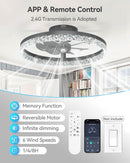 20 Inch Black Ceiling Fan With Remote Dimmable Light 3000K 6000K Low Profile Energy Efficient