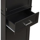 Tall Bathroom Storage Cabinet, Freestanding Storage Cabinet with Two Different Size Drawers and Adjustable Shelf, MDF Board with Painted Finish, Black