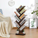 8 Tier Tree Bookshelf Floor Standing Bookcase For Books CDs Rustic Wood
