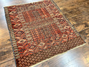 Antique Turkoman Rug 4x4, Hatchli Square Carpet, Wool Handmade Four Season Yamud Design Rug, Red Bohemian Tribal Rug, Engsi Tekkeh Rug
