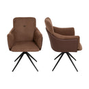360° Swivel Home Office Desk Chairs Set of 2,Dining Chairs with Arm, Upholstered Bedroom Chairs with Metal Base,Makeup Chair for Vanity, for Living Room, Bedroom,Study Room,Dining Room(Dark Brown)