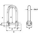 Wichard Self-Locking Long D Shackle - 10mm Diameter - 13/32"