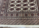 Pakistani Turkoman Rug 6x9, Cream and Red Hand Knotted Wool Oriental Carpet, Yamud Rug, Tribal Rug 6 x 9, Bohemian Area Rug, Bokhara Rug