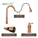 Copper Pull Out Kitchen Faucet with in-Deck Handle, Single Level Solid Brass Kitchen Sink Faucets with Pull Down Sprayer-AK97918