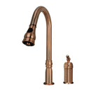 Copper Pull Out Kitchen Faucet with in-Deck Handle, Single Level Solid Brass Kitchen Sink Faucets with Pull Down Sprayer