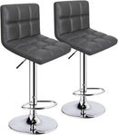 Grey Adjustable Swivel Bar Stools Set of 2 With PU Leather