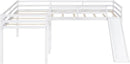 Wooden Twin Loft Bed With Slide And Ladder White For Kids Teens