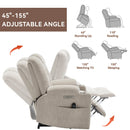 Power Lift Recliner Chair with Massage and Heat for Elderly, Overstuffed Wide Recliners, Heavy Duty Motion Mechanism with USB and Type C Ports, 2 Steel Cup Holders, Beige