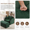 Modern Style Single Sofa Couch with Storage, USB Ports, Cup Holders, Green Corduroy
