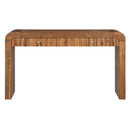 TREXM Rustic Console Table with Fluted Drawer Front, Entryway Table with Curved Corners & Thick Legs, Sturdy Sofa Table for Hallway & Living Room (Brown)
