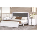 Queen Size Upholstered Bed with LED Light,Modern Platform Bed with with Velvet Headboard,White