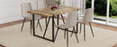 Table and chair set.A minimalist retro rectangular dining table with a textured top and black metal legs.Paired With 4 Warm Light Gray Artificial PU Chairs With Curved Widened Cushion Design.