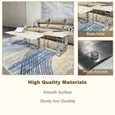 Rectangular End Table with Sintered Stone Top, Silver Metal Frame, for Living Room