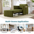 Upholstered Convertible Sleeper Sofa with Adjustable Backrest, Side Pockets, Storage Basket, Green Chenille, 31.5'